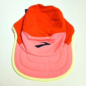 BROOKS Running Lightweight Packable  Hat Adjustable Cap Red Neon Pink NWT